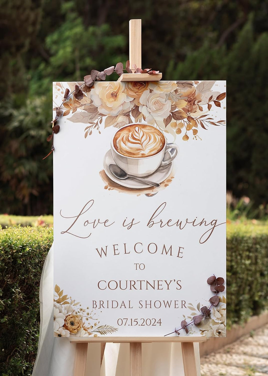 Love Is Brewing Coffee Bridal Shower Welcome Sign Bride To Be Sign Custom Bridal Shower Decorations, Custom Bridal Shower Welcome Sign Without Stand