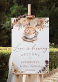 Love Is Brewing Coffee Bridal Shower Welcome Sign Bride To Be Sign Custom Bridal Shower Decorations, Custom Bridal Shower Welcome Sign Without Stand