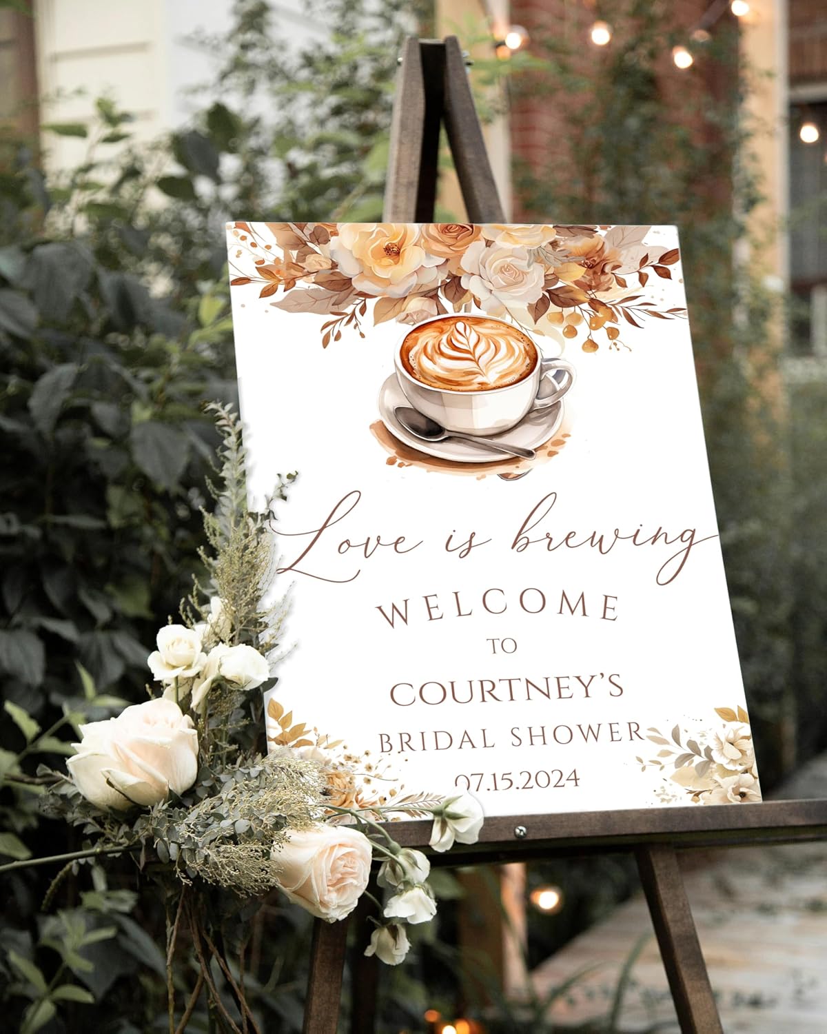 Love Is Brewing Coffee Bridal Shower Welcome Sign Bride To Be Sign Custom Bridal Shower Decorations, Custom Bridal Shower Welcome Sign Without Stand