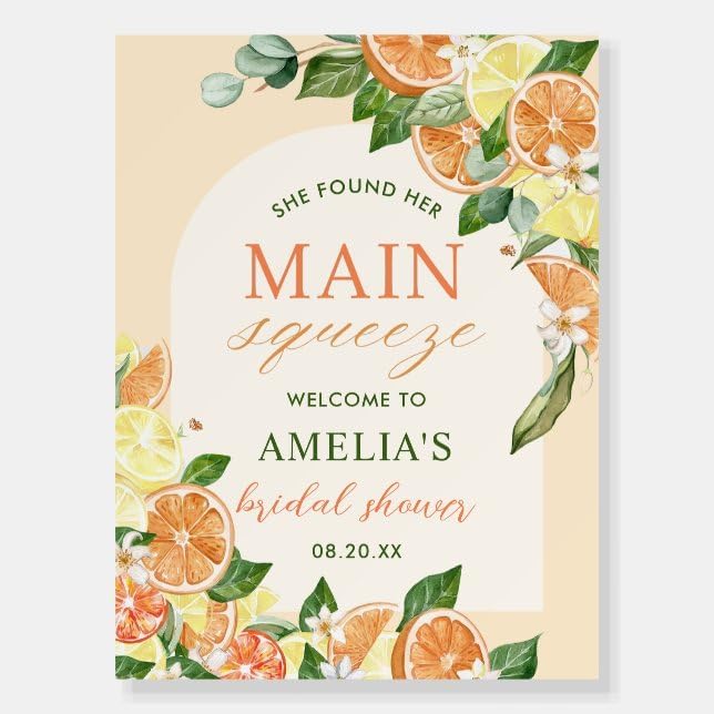 Main Squeeze Citrus Bridal Shower Sign, Orange Themed Poster, Bridal Shower Decorations, Editable Citrus Welcome Sign