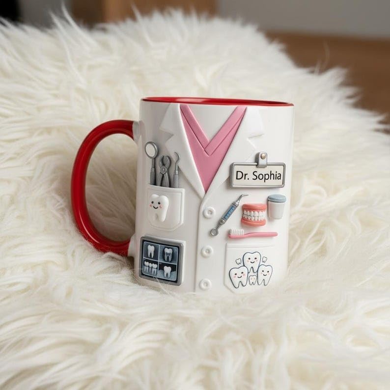 Personalized Dentist Mug, DDS Mug Gifts For Men Women, Dental Student Grad Gifts For Him Her, Doctor Of Dental Surgery Cup Thank You Dentist Cup, 3D Inflated Effect Print