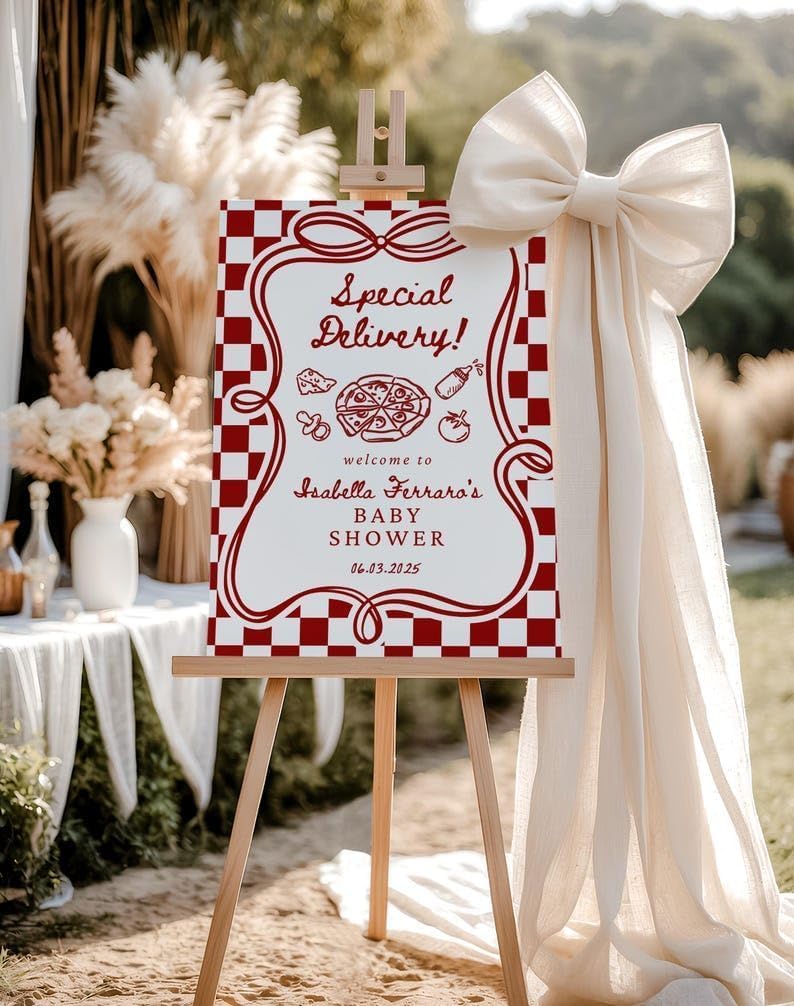 Special Delivery Baby Shower Welcome Sign, Pizza Party Theme Decor, Italian Food Baby Shower Poster, Personalized Printed Welcome Board