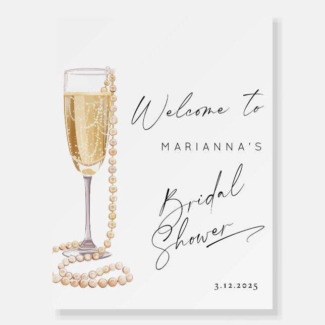 Pearls And Prosecco Bridal Welcome Sign, Pearls Bridal Shower Welcome Sign, Bridal Shower Sign, Welcome Sign Poster, Bride To Be Poster Champagne Bridal Shower Decorations