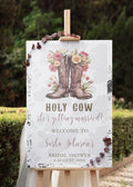 Holy Cow She's Getting Married Bridal Shower Welcome Sign Cowboy Boots Sign Bridal Shower, Welcome Poster Bridal Shower Decoration, Bridal Shower Sign Without Stand
